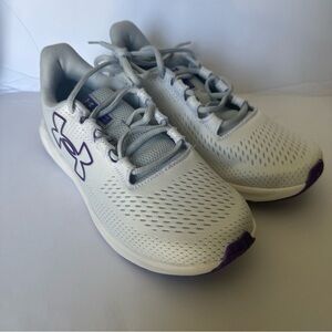 Under Armour Women's Light Gray and Purple Trainer Sneakers